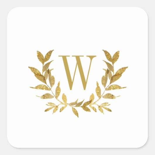 Elegant White Gold Modern Monogram Weddenschap Vierkante Sticker (Voorkant)