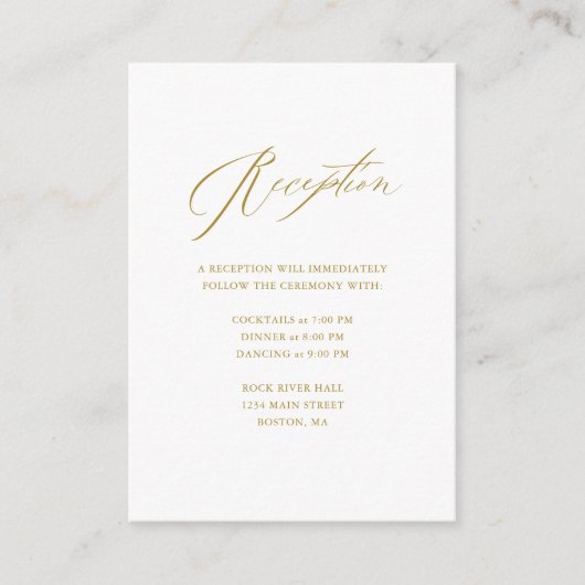 Elegant White Gold Modern Script Weddenschap Informatiekaartje (Voorkant)