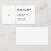 Elegant White Gold Modern Simple Plain Monogram Visitekaartje (Voorkant / Achterkant)