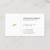 Elegant White Gold Modern Simple Plain Monogram Visitekaartje (Voorkant)