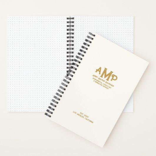 Elegant White Gold Monogram Bullet Page Journal Notitieboek (Binnen)