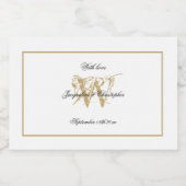 Elegant White & Gold Monogram Classic Wedding Mini Likeurfles Etiket (Enkel label)