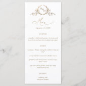 Elegant White Gold Monogram Crown Crest Wedding Menu (Voorkant)