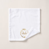 Elegant White Gold Monogram Eucalyptus Wreate Bad Handdoek (Wasdoekje)