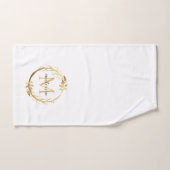 Elegant White Gold Monogram Eucalyptus Wreate Bad Handdoek (Handdoek)