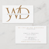 Elegant White Gold Monogram Luxurous Typografie  Visitekaartje (Voorkant / Achterkant)