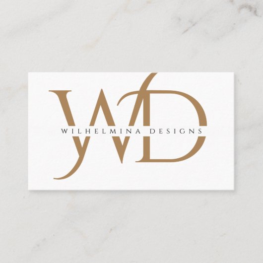Elegant White Gold Monogram Luxurous Typografie  Visitekaartje (Voorkant)