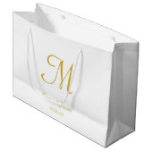 Elegant White & Gold Monogram Name Persoonlijk Groot Cadeauzakje (Voorkant Gekanteld)