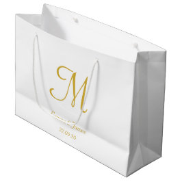 Elegant White & Gold Monogram Name Persoonlijk Groot Cadeauzakje