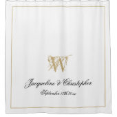 Elegant White Gold Monogram Names Pas getrouwd Wed Douchegordijn (Voorkant)