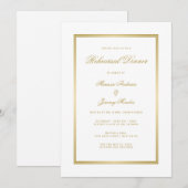Elegant White Gold Monogram Rehearsal Dinner Kaart (Voorkant / Achterkant)