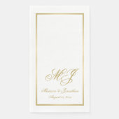 Elegant White Gold Monogram Script Weddenschap Servet (Voorkant)