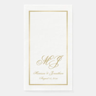 Elegant White Gold Monogram Script Weddenschap Servet