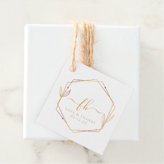 Elegant White Gold Monogrammed Bedankt Weddenschap Bedankjes Labels (In situ)