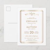 Elegant White & Gold Mountain Wedding Uitnodiging Briefkaart (Voorkant / Achterkant)