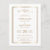 Elegant White & Gold Mountain Wedding Uitnodiging Briefkaart (Voorkant)