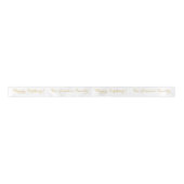 Elegant White Gold Name Happy Birthday Gift Wrap Satijnen Lint (Voorkant)