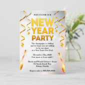 Elegant White & Gold New Years Eve Party Kaart (Staand voorkant)