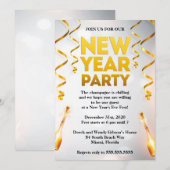 Elegant White & Gold New Years Eve Party Kaart (Voorkant / Achterkant)