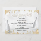 Elegant White & Gold New Years Eve Party Kaart (Voorkant)
