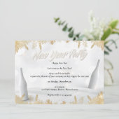 Elegant White & Gold New Years Eve Party Kaart (Staand voorkant)