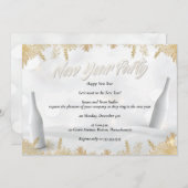 Elegant White & Gold New Years Eve Party Kaart (Voorkant / Achterkant)