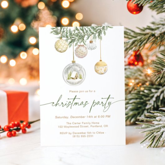 Elegant White Gold ornament Christmas party Kaart