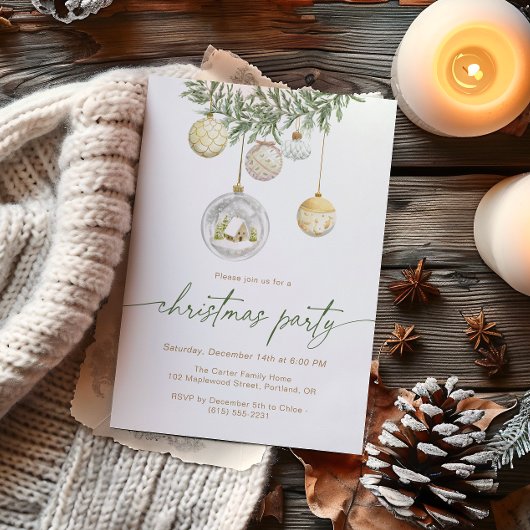 Elegant White Gold ornament Christmas party Kaart