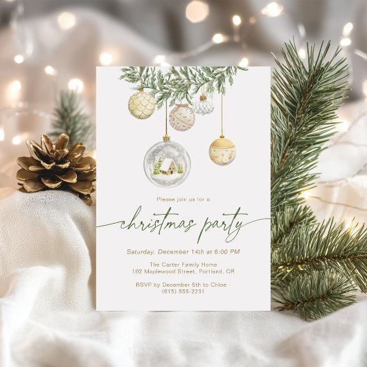 Elegant White Gold ornament Christmas party Kaart