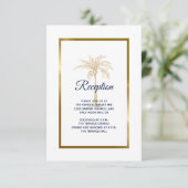Elegant White Gold Palm Tree Weddenschap Informatiekaartje (Staand voorkant)