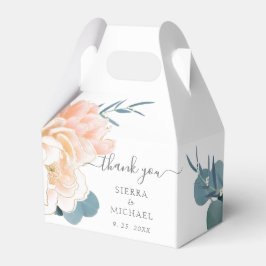 Elegant White Gold Peach Cream Floral Wedding Bedankdoosjes