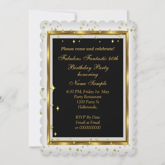 Elegant White Gold Photo Birthday Party 3 Kaart (Achterkant)