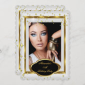 Elegant White Gold Photo Birthday Party 3 Kaart (Voorkant / Achterkant)