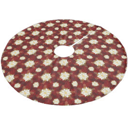 Elegant White Gold Poinsettia - Rood kerstfeest Fleece Kerstboom Rok