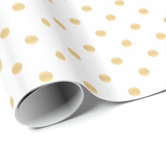 Elegant White & Gold Polka Dots Pattern Cadeaupapier (Rol Hoek)