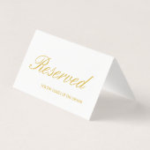 Elegant White & Gold Reserved Wedding Table Kaart (Achterkant)