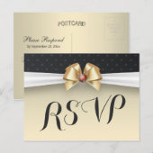 Elegant White Gold Ribbon Red Diamond Weddenschap  Uitnodiging Briefkaart (Voorkant / Achterkant)