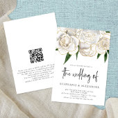 Elegant White Gold Roos QR Code Weddenschap Kaart