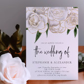 Elegant White Gold Roos QR Code Weddenschap Kaart