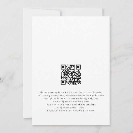 Elegant White Gold Roos QR Code Weddenschap Kaart (Achterkant)