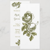 Elegant White Gold Rozen Custom Wedding Invitation Kaart (Voorkant / Achterkant)