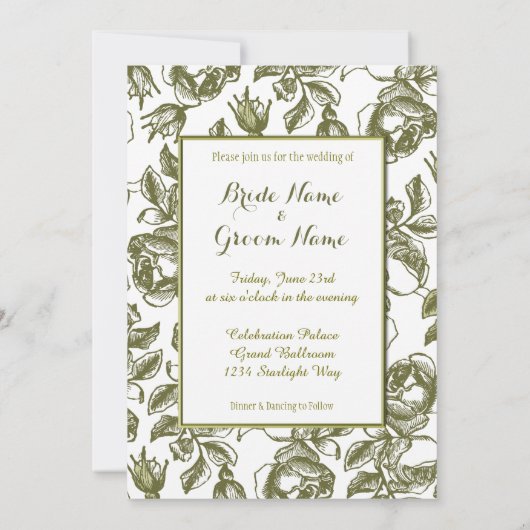 Elegant White Gold Rozen Custom Wedding Invitation Kaart (Achterkant)