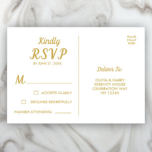 Elegant White Gold RSVP Briefkaart