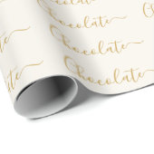 Elegant White Gold Script Chocolate Business Cadeaupapier (Rol Hoek)