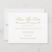 Elegant White Gold Script Simple Heart Weddenschap Save The Date (Voorkant)