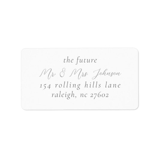 Elegant White Gold Script Weduwen Return Address Etiket (Voorkant)