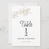 Elegant white gold simple floral Table Number Kaart (Voorkant)