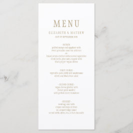Elegant White Gold Simple Wedding Menu