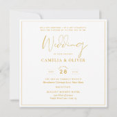 Elegant White Gold Square WEDDING Classic I Kaart (Achterkant)