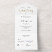 Elegant White & Gold Wedding All In One Uitnodiging (Binnen)